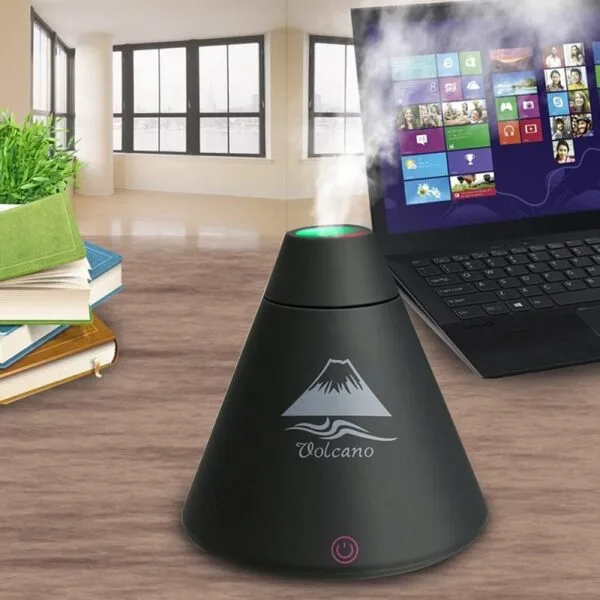 Umidificatore Vulcano ad ultrasuoni USB diffusore olio essenziale luce colorata LED