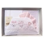 Set 3 pezzi regalo bimba neonata corredo lettino 100% cotone lenzuolo federa
