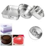 Set 3 Teglia Stampo Cerniera Torta Tondo Quadrato Cuore Tortiera Dolci Apribile