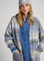 Cardigan Pepe Jeans lungo con tasche a righe melange(Nuova Collezione AI23)