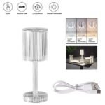 Lampada da tavolo touch senza fili ricaricabile effetto cristallo bar ristorante - immagine 2