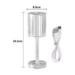 Lampada da tavolo touch senza fili ricaricabile effetto cristallo bar ristorante - immagine 3