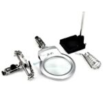 Lente di ingrandimento tavolo luce led pinze morsetti saldature terza mano 20 x - immagine 3