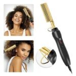 Pettine elettrico lisciante capelli lisci barba piastra ceramica crespo spazzola - immagine 2