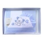 Set 3 pezzi regalo bimbo neonato corredo lettino 100% cotone lenzuolo federa