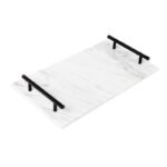 Vassoio marmo rettangolare da portata manici neri moderno antipasti aperitivi