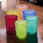 Set 6 bicchieri vetro colorato boho vintage barocco acqua casa ristorante 300 ml - immagine 3