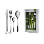 Set posate 24 pezzi servizio acciaio inox lucido inossidabile classico 6 persone - immagine 3