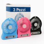 3 Pezzi Mini VENTILATORE Portatile USB Ricaricabile Viaggio Ufficio Auto Casa