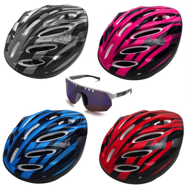 Casco Bici Bicicletta Ciclista Ciclismo Adulto Leggero Regolabile MTB + occhiali