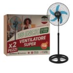 2 Ventilatori Ventilatore RYD piantana robusto 75W 18" Ø55cm 5 pale maxi aria