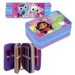 Astuccio Gabby's dollhouse completo 3 zip scuola elementare pennarelli Giotto