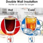 Set 6 tazze vetro borosilicato doppia parete 270 ml cappuccino the caffè manico - immagine 4