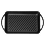 Bistecchiera ghisa rettangolare griglia antiaderente manici piastra 39x22 cm - immagine 2