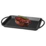 Bistecchiera ghisa rettangolare griglia antiaderente manici piastra 39x22 cm