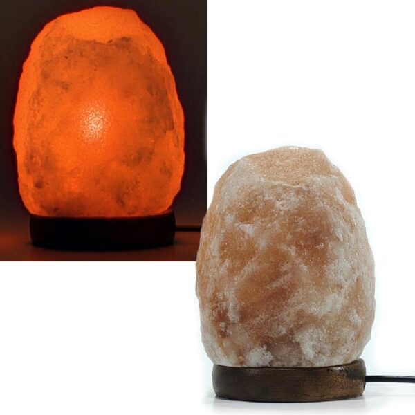 Lampada di sale rosa dell'Himalaya naturale salgemma USB base legno pc 0,5-1 kg