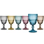 Set 6 calici bicchieri vetro colorato boho vintage barocco vino ristorante 30 cl