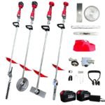 4 in 1 Tagliasiepi Decespugliatore erba moto sega 12" olio 2 batterie 6 Ah 2000W