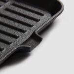 Bistecchiera ghisa quadrata griglia antiaderente manico legno piastra 24x24 cm - immagine 4