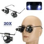 Occhiali lente ingrandimento 20 x zoom luce led 4 lenti oculari precisione - immagine 2