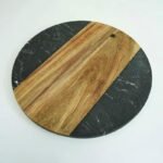 Tagliere marmo legno rotondo casa bar ristorante salumi formaggi antipasti 30 cm - immagine 3