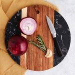 Tagliere marmo legno rotondo casa bar ristorante salumi formaggi antipasti 30 cm - immagine 4