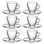 Set 6 tazzine vetro con piattino 95 cc caffè espresso casa bar ristorante tazza - immagine 5