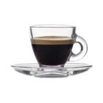 Set 6 tazzine vetro con piattino 95 cc caffè espresso casa bar ristorante tazza - immagine 6