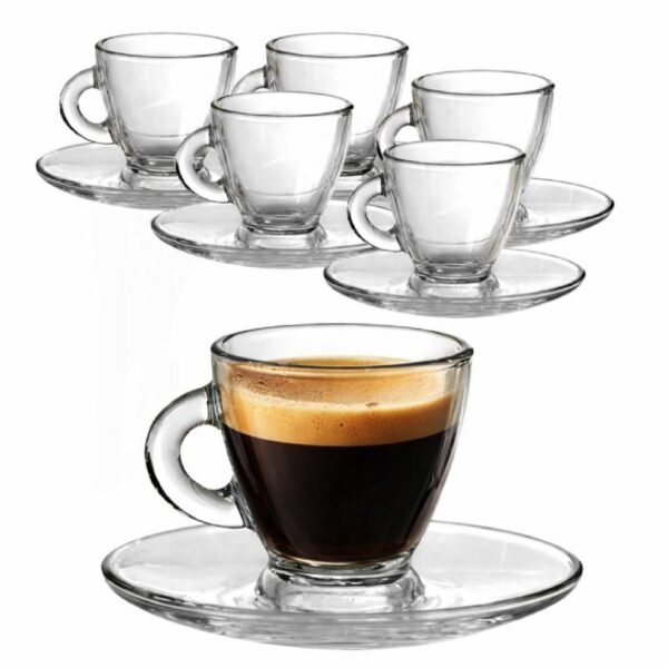 set 6 tazzine vetro piattino