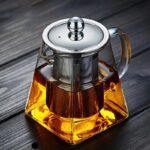 Teiera Vetro Filtro Acciaio Inox Tisaniera Infusore Caraffa te the tisana 800 ml - immagine 2