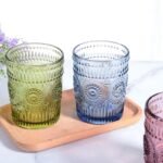 Set 6 bicchieri vetro colorato boho vintage barocco acqua casa ristorante 30 cl - immagine 2