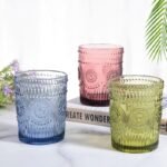 Set 6 bicchieri vetro colorato boho vintage barocco acqua casa ristorante 30 cl - immagine 3