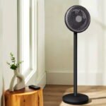 Ventilatore compatto ciclonico 75W piantana terra tavolo regolabile H110cm Ø20cm - immagine 8