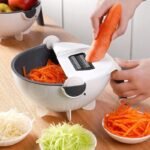 Ciotola Patate affetta verdure lava e scola acqua cestello rotante trita manuale - immagine 4
