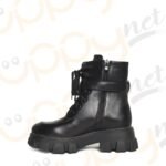 Scarpe donna stivali stivaletti anfibi biker carrarmato borsellino boots neri - immagine 3