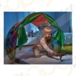 Tenda da letto bambini bimbi pieghevole pop up gioco cameretta dinosauri spazio - immagine 2