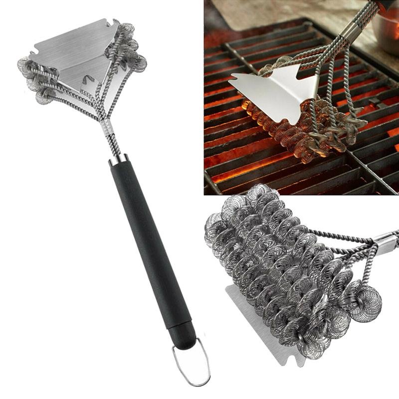 spazzola acciaio inox barbecue 3 fili raschietto