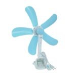 VENTILATORE A PINZA CON DOPPIO SNODO 5 PALE SCRIVANIA TAVOLO CASA UFFICIO CAMPER - immagine 2
