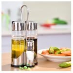 SET 4 PZ OLIERA ACCIAIO OLIO ACETO SALE PEPE STAND TAVOLO CUCINA INSALATA CASA - immagine 3