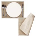 Set 6 Pezzi tovaglietta tovagliette americane shabby country iuta juta pizzo - immagine 2