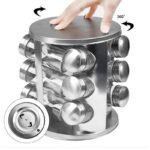 Portaspezie girevole acciaio 12 barattoli contenitori vetro organizer cucina - immagine 2