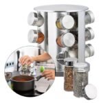 Portaspezie girevole acciaio 12 barattoli contenitori vetro organizer cucina - immagine 3