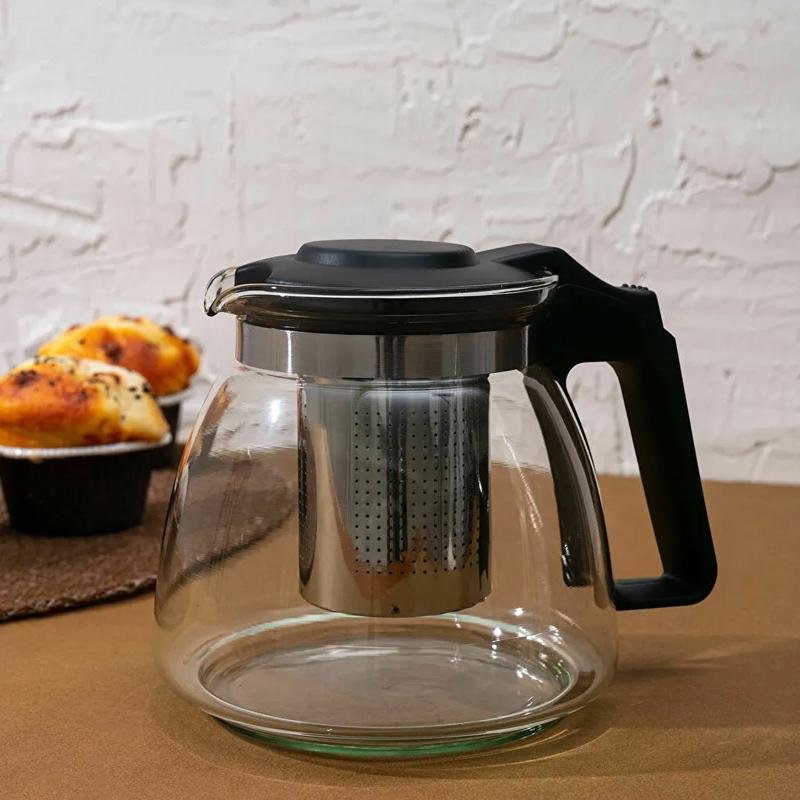 teiera vetro con filtro in acciaio inox 1200 ml
