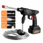 Idropulitrice a batteria Portatile 21V 2 Batterie Valigetta + kit Lavaggio Auto - immagine 2