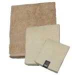 Set 3 Asciugamani Bagno Bicolore 100% Cotone spugna 560gr/mq viso ospite doccia - immagine 2