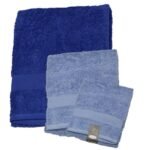 Set 3 Asciugamani Bagno Bicolore 100% Cotone spugna 560gr/mq viso ospite doccia - immagine 4