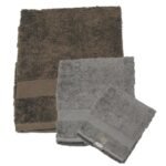 Set 3 Asciugamani Bagno Bicolore 100% Cotone spugna 560gr/mq viso ospite doccia - immagine 9