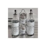 Set 4 pz oliera olio aceto sale pepe stand tavolo cucina vintage shabby bianco - immagine 2