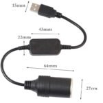 Cavo convertitore accendisigari Femmina auto 12V adattatore USB maschio 5V - immagine 3