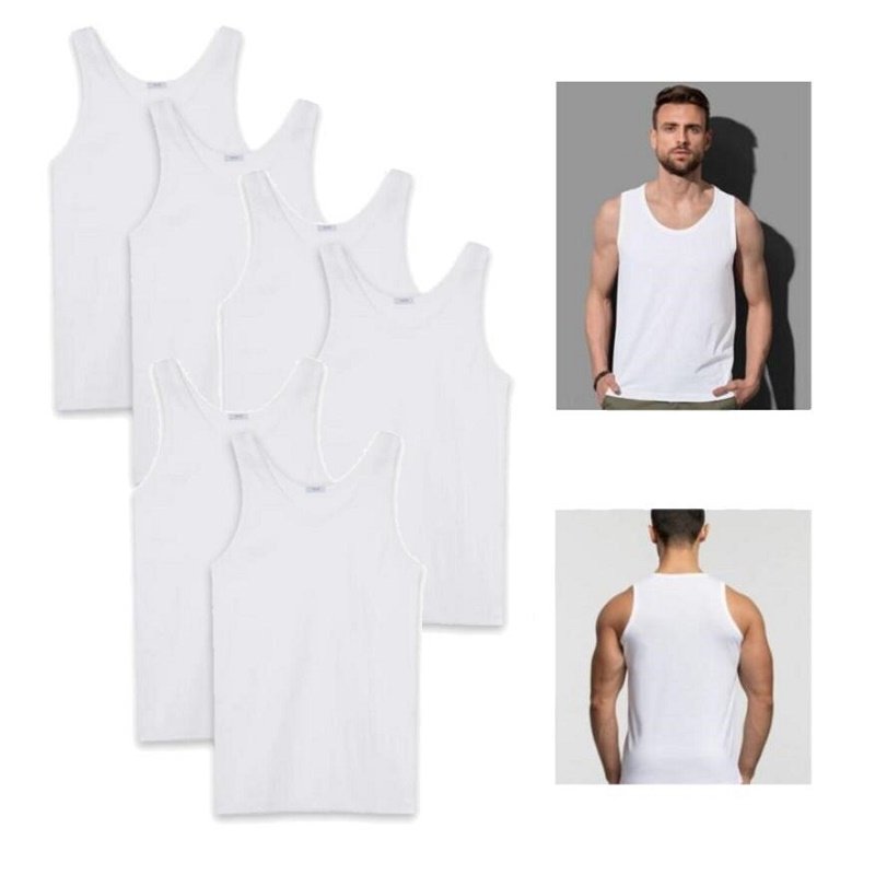 6 Pezzi Canottiere Uomo 100% Cotone made in italy